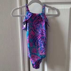 Lilly Pulitzer Girls Suraya UPF 50 One-Piece-Turquoise Oasis Shelleidoscope